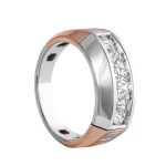 Two Tone Gents Ring, Round Shape, in White Gold - 10564