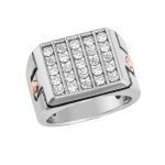 Cluster Gents Ring, in White Gold - 10566