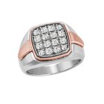 Cluster Gents Ring, in White Gold - 10568