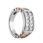 Two Tone Gents Ring, in White Gold - 10570