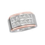 Two Tone Gents Ring, in White Gold - 10572