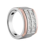 Two Tone Gents Ring, in White Gold - 10572