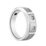 Satin Finish Gents Ring, in White Gold - 10573