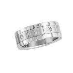 Satin Finish Gents Ring, Round Shape, in White Gold - 10589