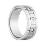 Satin Finish Gents Ring, Round Shape, in White Gold - 10589