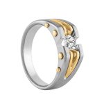 Satin Finish Gents Ring, Round Shape, in White Gold - 10590