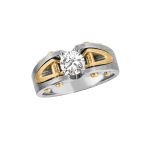 Solitaire Gents Ring, Round Shape, in Yellow Gold - 10591