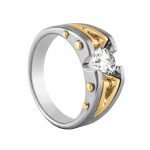 Solitaire Gents Ring, Round Shape, in Yellow Gold - 10591