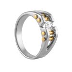 Solitaire Gents Ring, Round Shape, in Yellow Gold - 10592