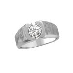 Solitaire Gents Ring, Round Shape, in White Gold - 10594