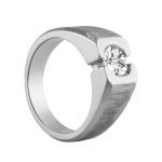 Solitaire Gents Ring, Round Shape, in White Gold - 10594