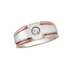 Solitaire Gents Ring, Round Shape, in White Gold - 10597