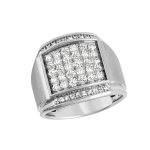 Cluster Gents Ring, in White Gold - 10600