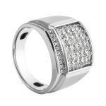 Cluster Gents Ring, in White Gold - 10600