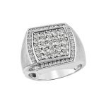 Cluster Gents Ring, in White Gold - 10601