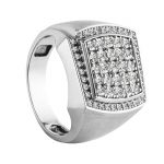 Cluster Gents Ring, in White Gold - 10601