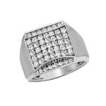 Cluster Gents Ring, in White Gold - 10602