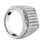 Cluster Gents Ring, in White Gold - 10602