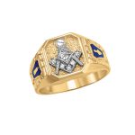 Gent'S Masonic Blue Lodge Ring, in White Gold - 10612