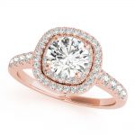 Double Halo Engagement Ring, Halo Style, Round Shape, in Rose Gold - 85150