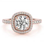 Double Halo Engagement Ring, Halo Style, Round Shape, in Rose Gold - 85150