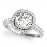 Double Halo Engagement Ring, Halo Style, Round Shape, in White Gold - 85150