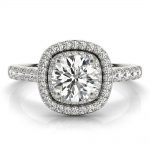 Double Halo Engagement Ring, Halo Style, Round Shape, in White Gold - 85150