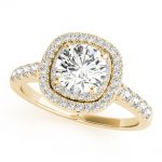 Double Halo Engagement Ring, Halo Style, Round Shape, in Yellow Gold - 85150