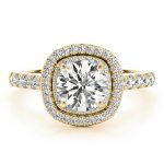 Double Halo Engagement Ring, Halo Style, Round Shape, in Yellow Gold - 85150