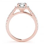 Cathedral Engagement Ring, Halo Style, Round Shape, in Rose Gold - 85151