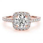 Cathedral Engagement Ring, Halo Style, Round Shape, in Rose Gold - 85151