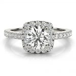 Cathedral Engagement Ring, Halo Style, Round Shape, in White Gold - 85151