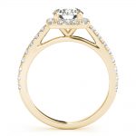 Cathedral Engagement Ring, Halo Style, Round Shape, in Yellow Gold - 85151