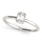 Solitaire Fashion Ring, Emerald Shape, in Sterling Silver - 85204