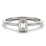 Solitaire Fashion Ring, Emerald Shape, in White Gold - 85204