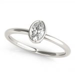 Solitaire Fashion Ring, Oval Shape, in White Gold - 85206