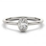 Solitaire Fashion Ring, Oval Shape, in White Gold - 85206