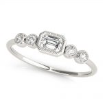 Multirow Stackable Fashion Ring, Emerald Shape, in White Gold - 85212