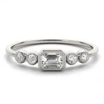 Multirow Stackable Fashion Ring, Emerald Shape, in White Gold - 85212