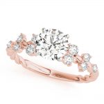 Side Stone Engagement Ring, Round Shape, in Rose Gold - 85261