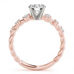 Side Stone Engagement Ring, Round Shape, in Rose Gold - 85261