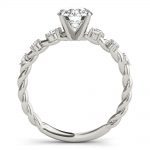 Side Stone Engagement Ring, Round Shape, in White Gold - 85261