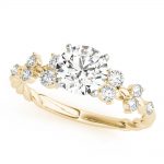 Side Stone Engagement Ring, Round Shape, in Yellow Gold - 85261