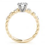 Side Stone Engagement Ring, Round Shape, in Yellow Gold - 85261