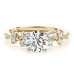 Side Stone Engagement Ring, Round Shape, in Yellow Gold - 85261