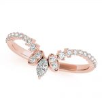 Chevron Wedding Ring, Marquise Shape, in Rose Gold - 85262