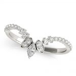 Chevron Wedding Ring, Marquise Shape, in White Gold - 85262