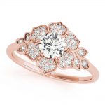 Flower Fashion Engagement Ring, Vintage Style, Round Shape, in Rose Gold - 85270