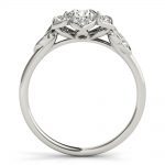 Flower Fashion Engagement Ring, Vintage Style, Round Shape, in White Gold - 85270