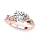 Fashion Engagement Ring, Side Stone Style, Round Shape, in Rose Gold - 85272